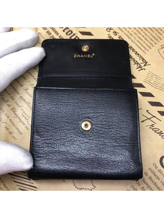 Chanel Trifold Wallet CC Logo Caviar Leather Black - Picture 9 of 16